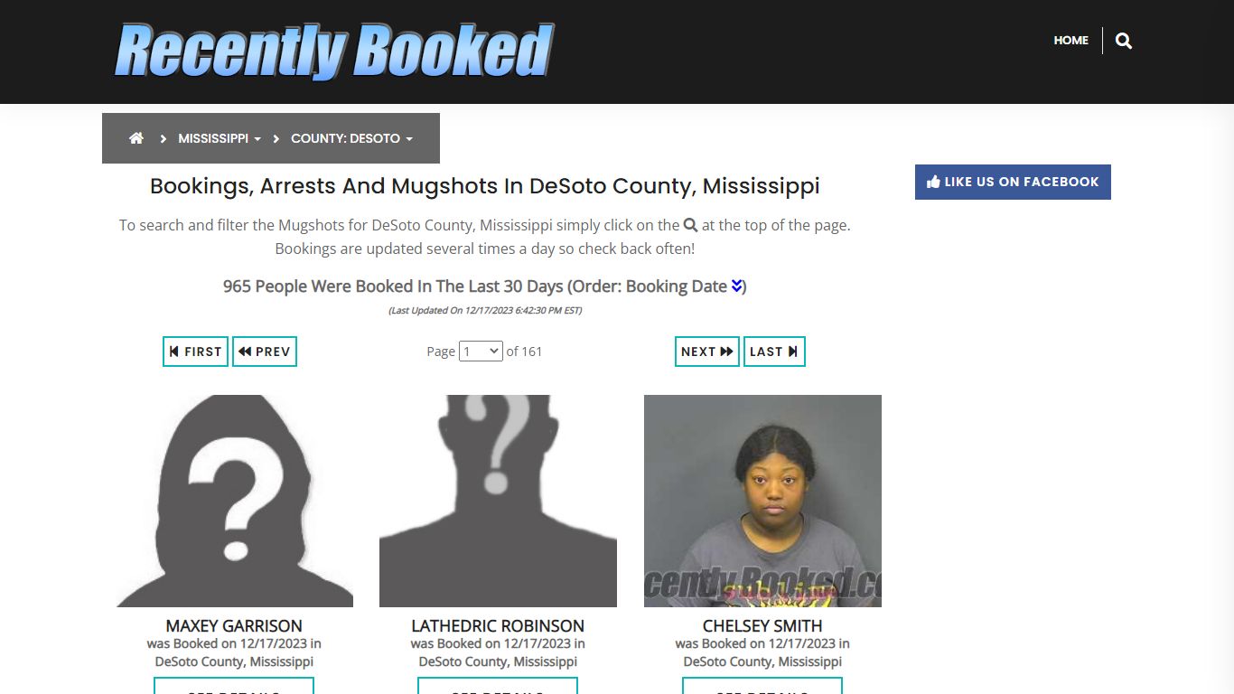 Bookings, Arrests and Mugshots in DeSoto County, Mississippi